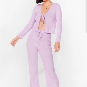 Say it lounger Tie sweater set - Black